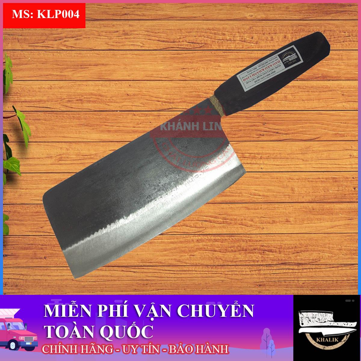 Dao phở chặt, dao chặt bản vuông nhà bếp cán gỗ tròn đen, dao nhíp xe  - dao Đa Sỹ - Khánh Linh - KLP004
