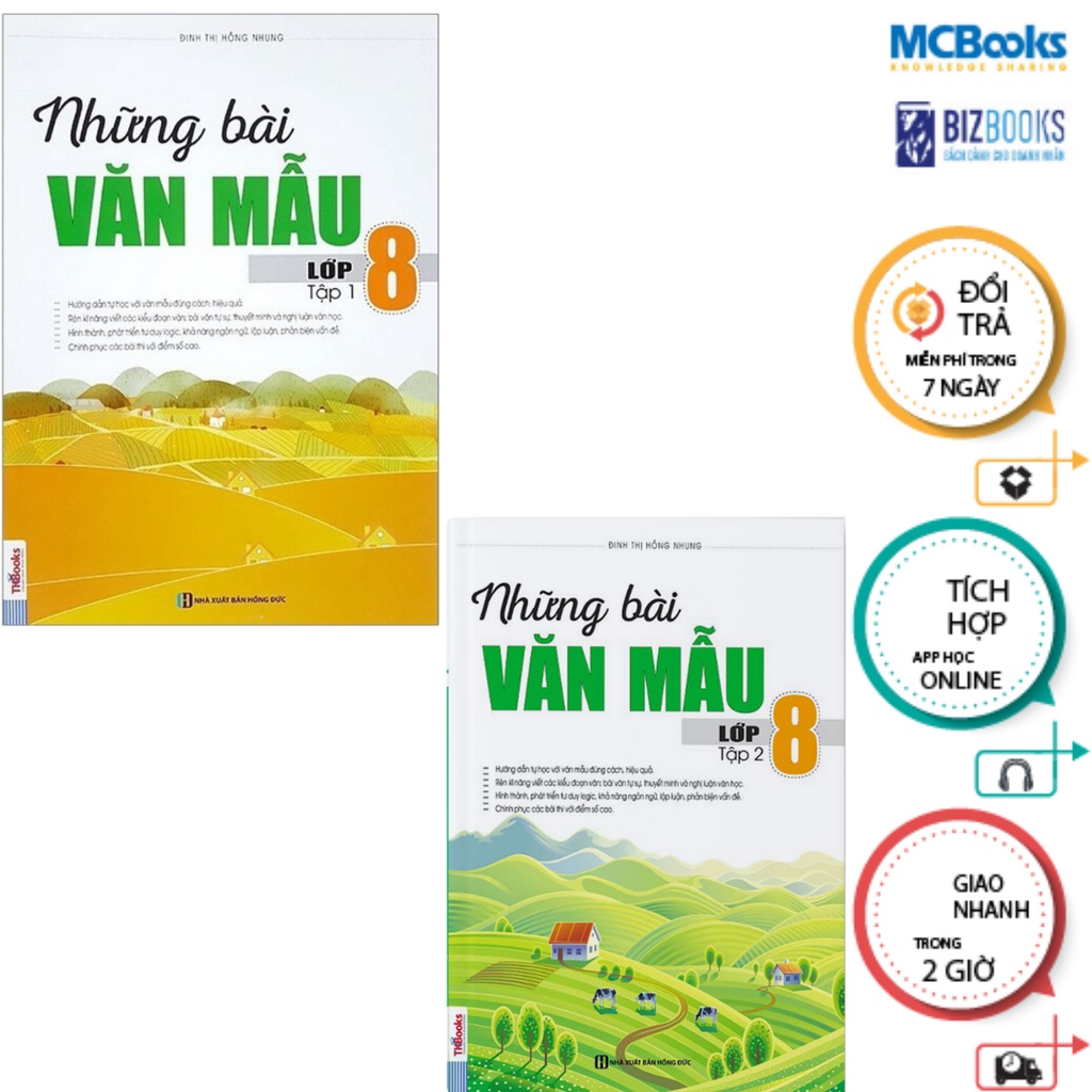 Sách - combo 2 tập những bài văn mẫu lớp 8 - mcbooks