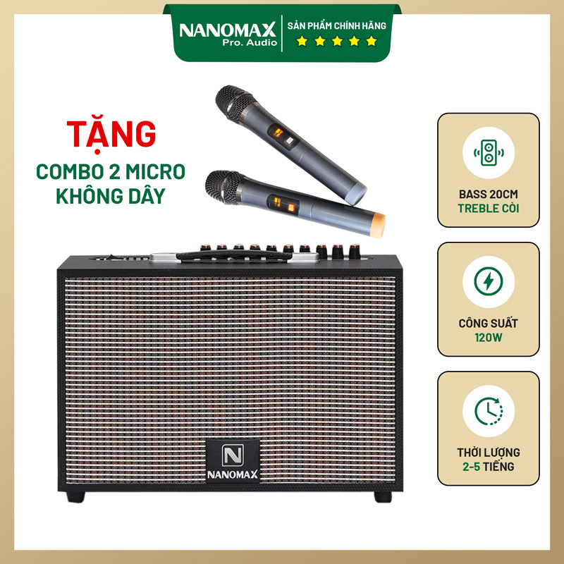 ( TẶNG KÈM 2 MIC )   Loa Hát Hay - Loa Kéo Karaoke Cực Hay | Loa Kẹo Kéo Giá Rẻ, NANOMAX K01 Bass 20CM, 1 Trung, 1 Treble, Công Suất Âm Thanh Lớn, Bass Mạnh Mẽ Và Treble Sáng, Tạo Nên Âm Thanh Chất Lượng Cao, Hát Cục Hay