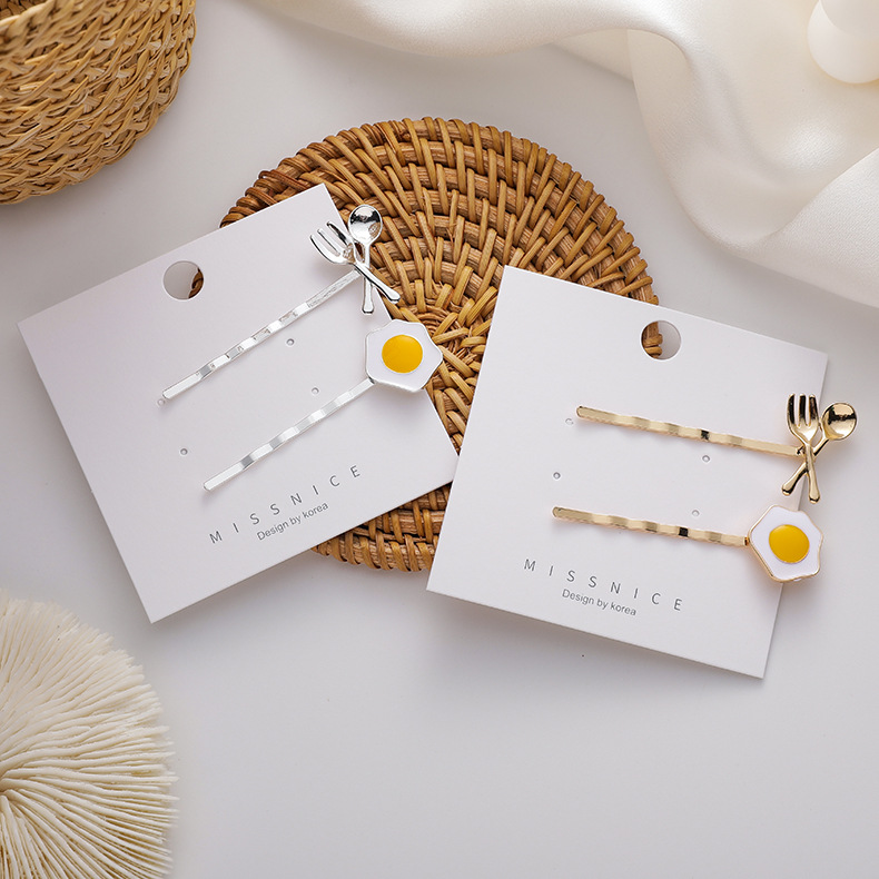 Set kẹp tóc trứng chiên cute - UniLabel