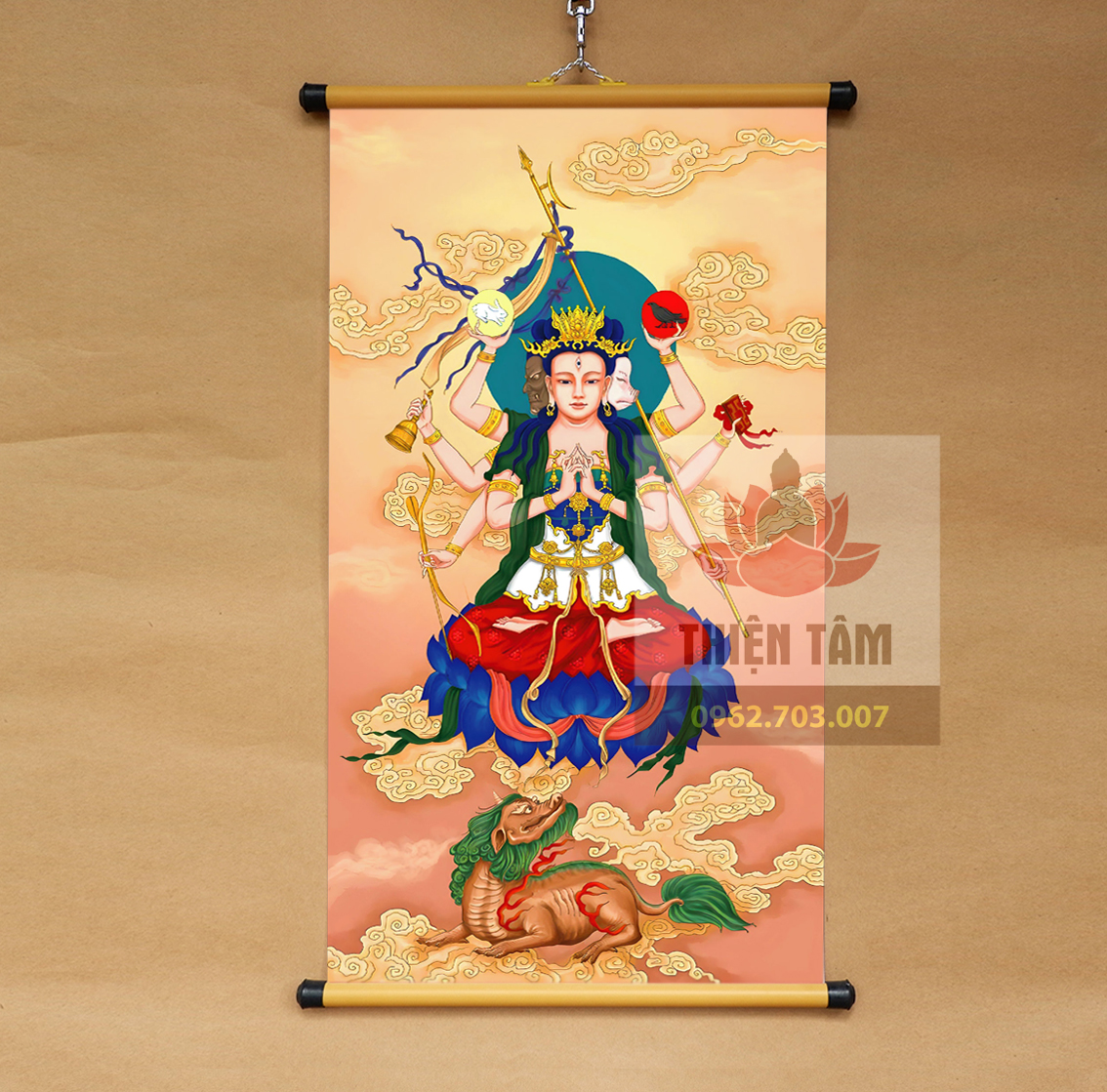 Tranh Đẩu Mẫu Nguyên Quân 40x60cm treo tường bằng vải cao cấp, dày dặn