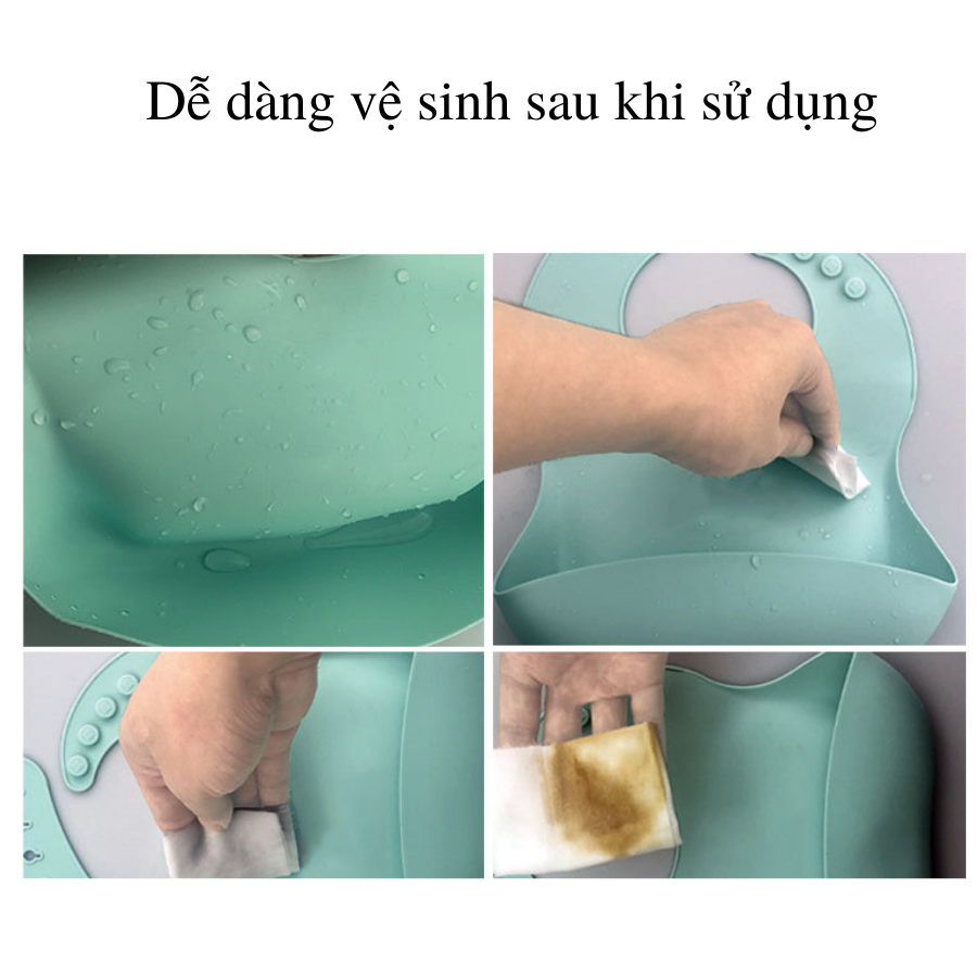 Yếm Ăn Dặm Silicone Có Máng Yếm Silicon Ăn Dặm Cho Bé