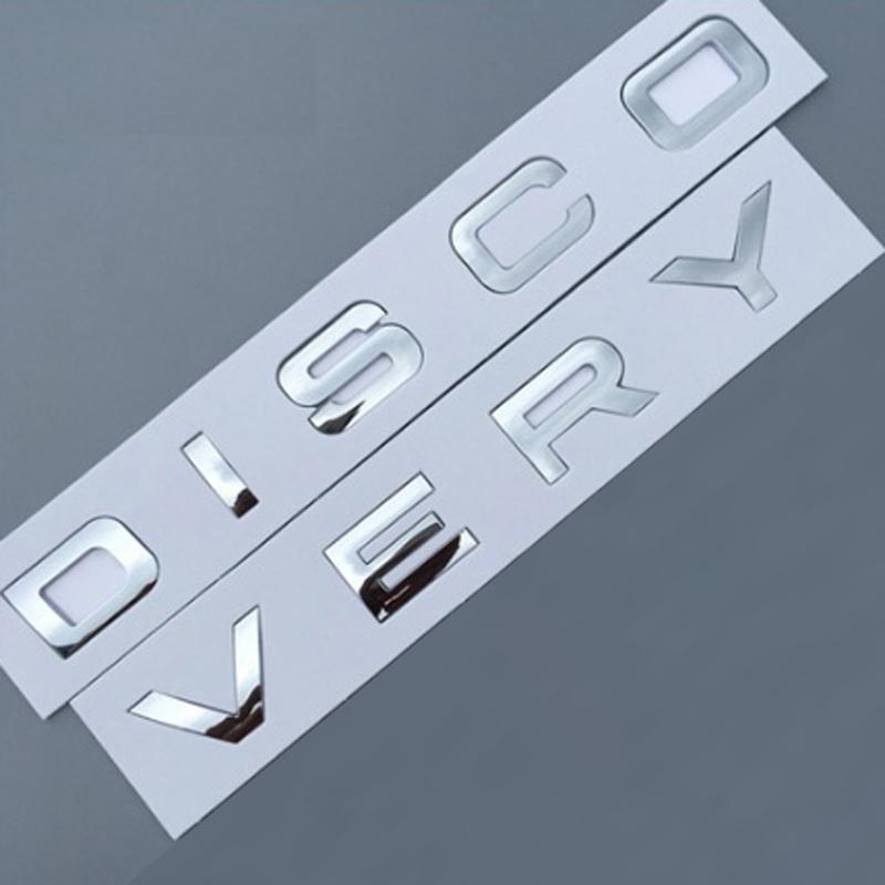 Tem logo chữ nổi DISCOVERY trang trí xe (bạc)