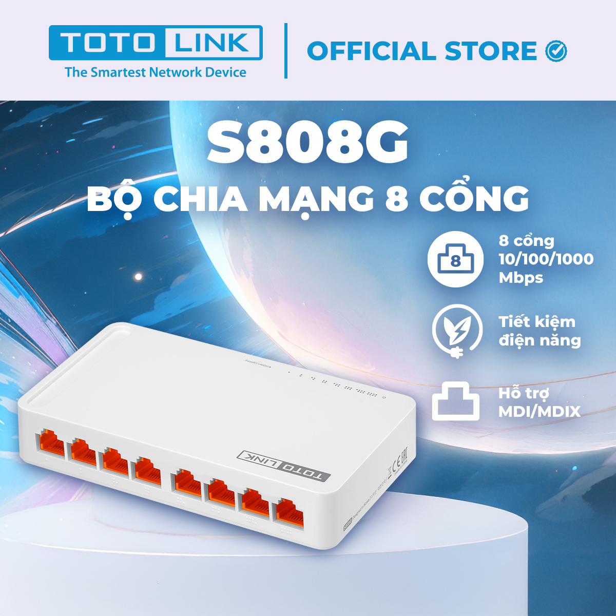 Bộ chia mạng Switch 8 cổng Gigabit TOTOLINK S808G V3 cho PC Laptop dễ sử dụng