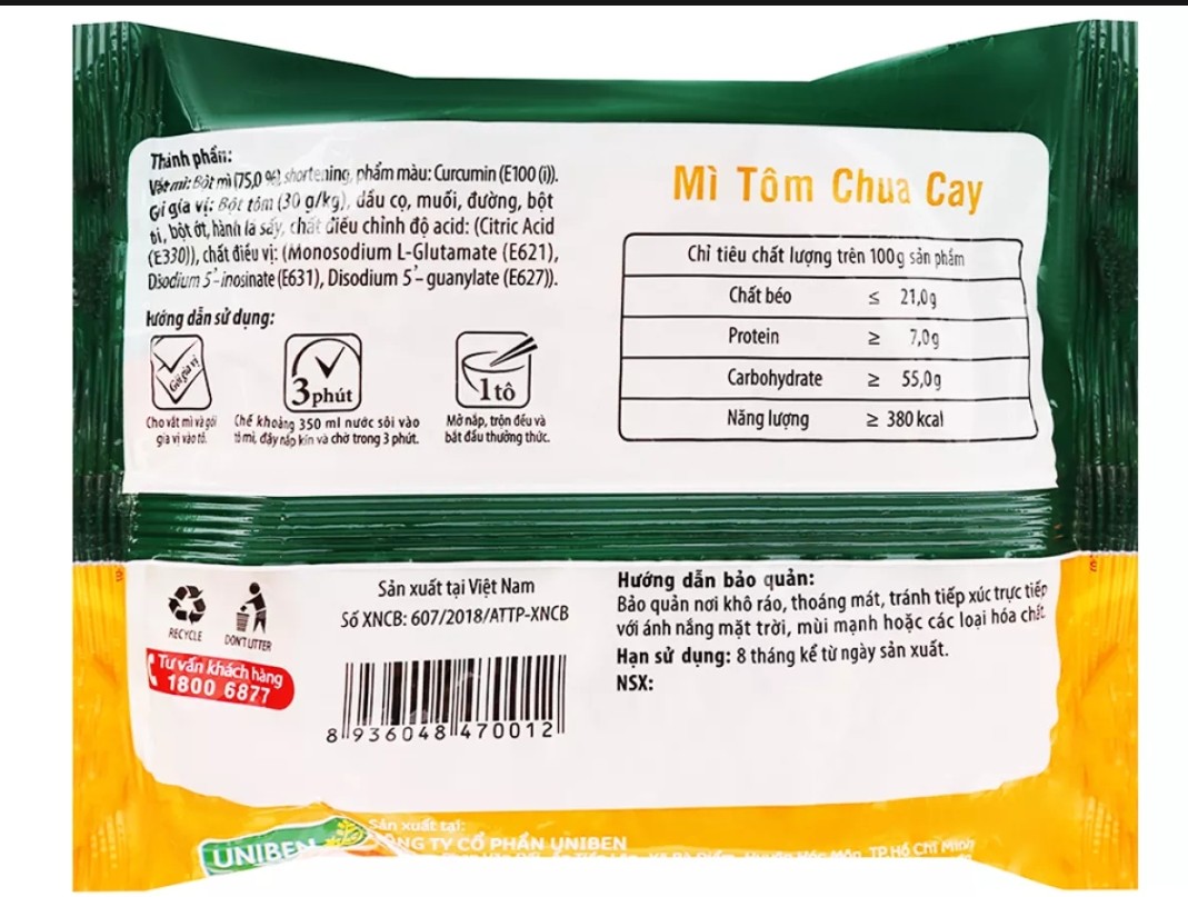 Thùng Mì 3 Miền Tôm Chua Cay 30 gói X 65gr