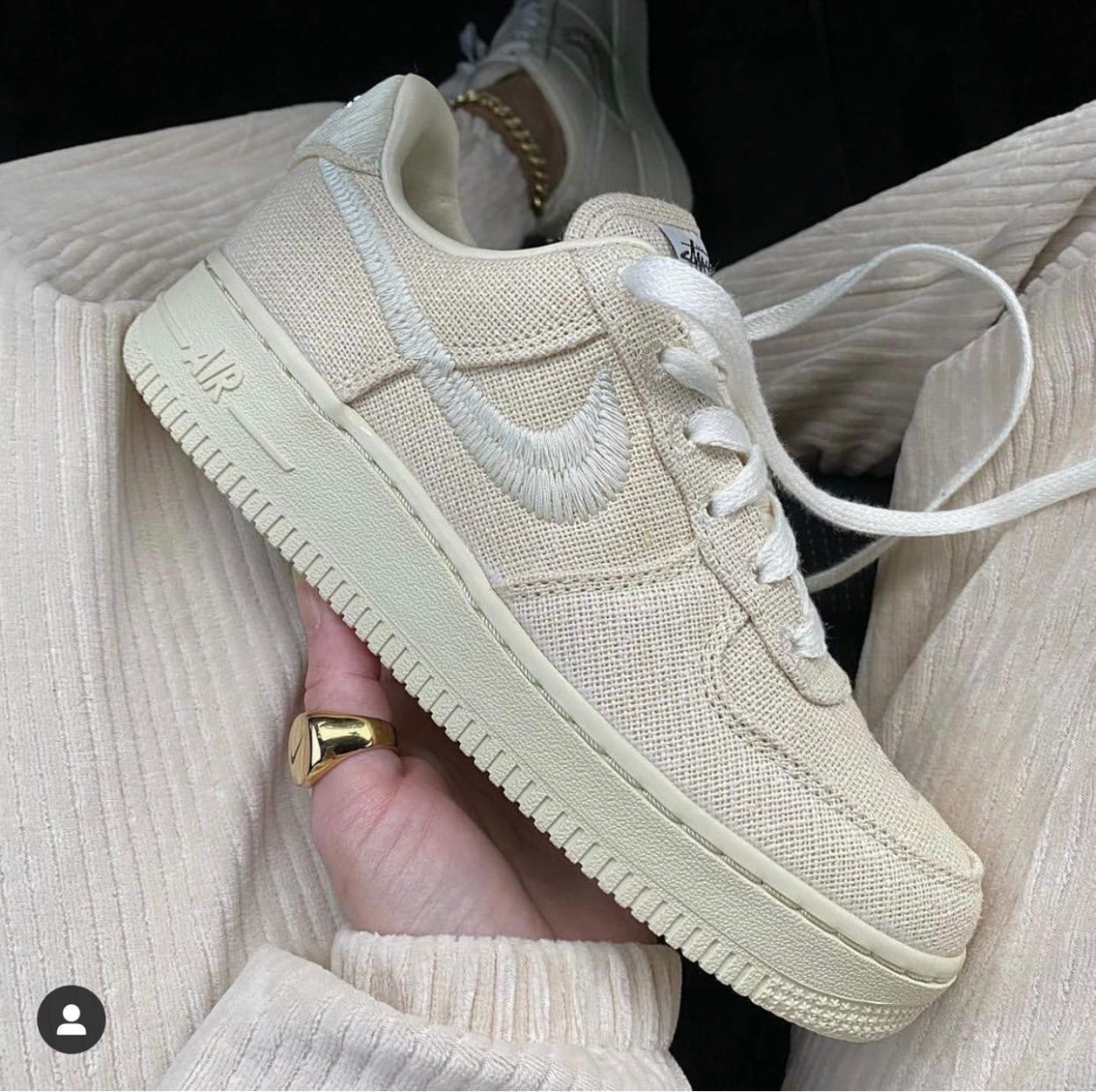 Giày Sneaker air force 1 Stussy Fossil cao cấp , giày thể thao nam nữ Af1 vải vàng siêu đẹp full bill box, phối đồ đẹp 2022