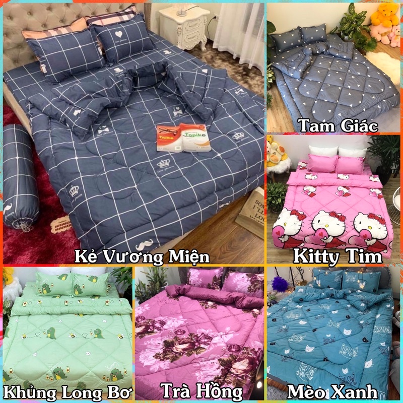 Trọn bộ chăn phao ga gối poly cotton ( nhiều mẫu)