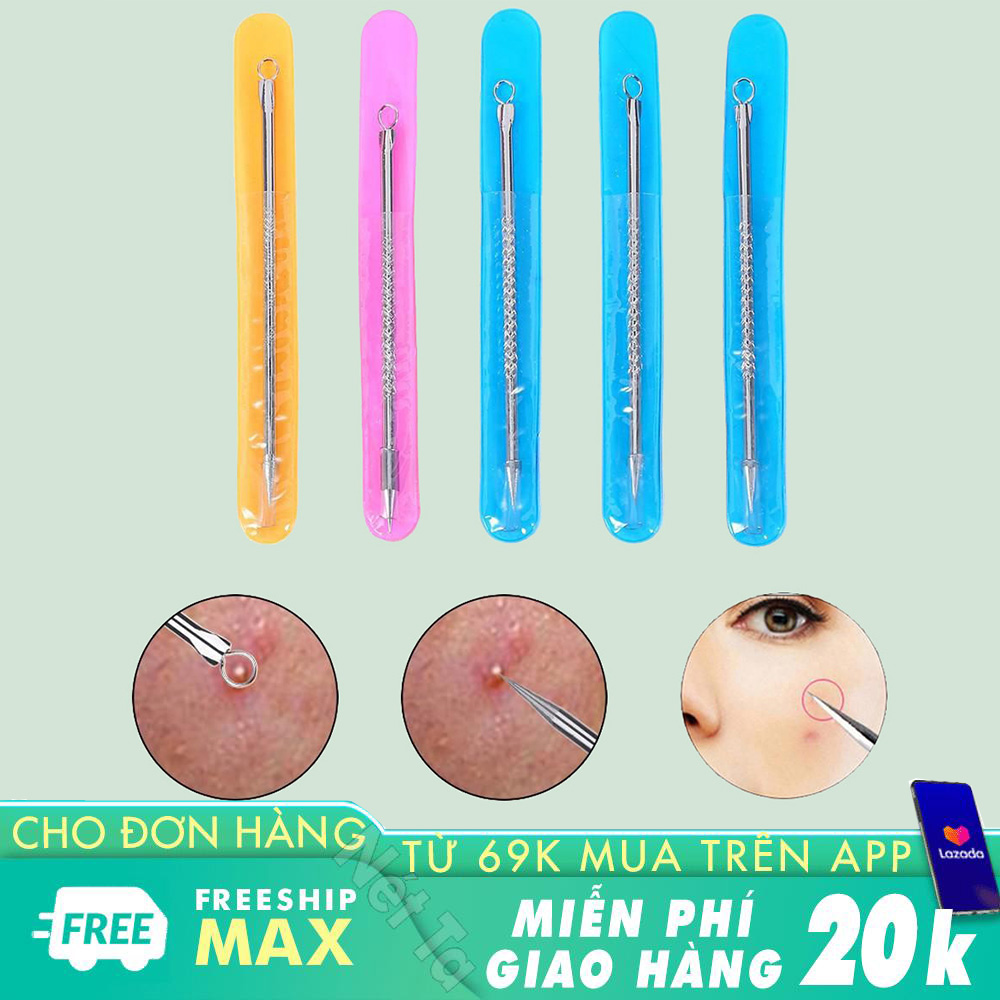 Cây Nặn Mụn 2 Đầu Bằng Thép Không Gỉ Chuyên Dụng Loại Bỏ Mụn Đầu Đen Mụn Trứng Cá Mụn Cám Mụn Bọc Các Vết Thâm Nám Tàn Nhang - Nan Mun Dụng Cụ Nặn Mụn Nặng Mụn Lấy Mụn