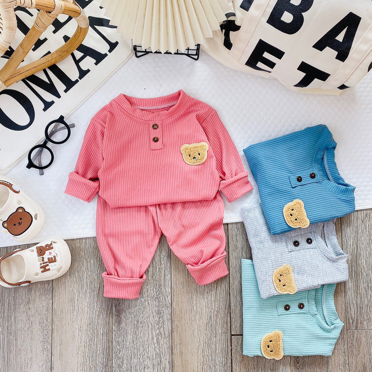(MS57)Bộ Dày Tay Chất Len Tăm Đẹp  Hình Ngộ Nghĩnh Cho Bé Trai/Gái 5-15 kg