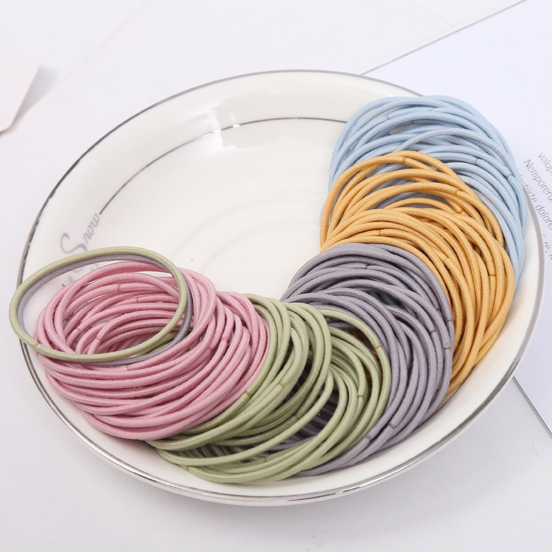 Set 100 Dây Buộc Tóc Trơn(giao ngẫu nhiên)