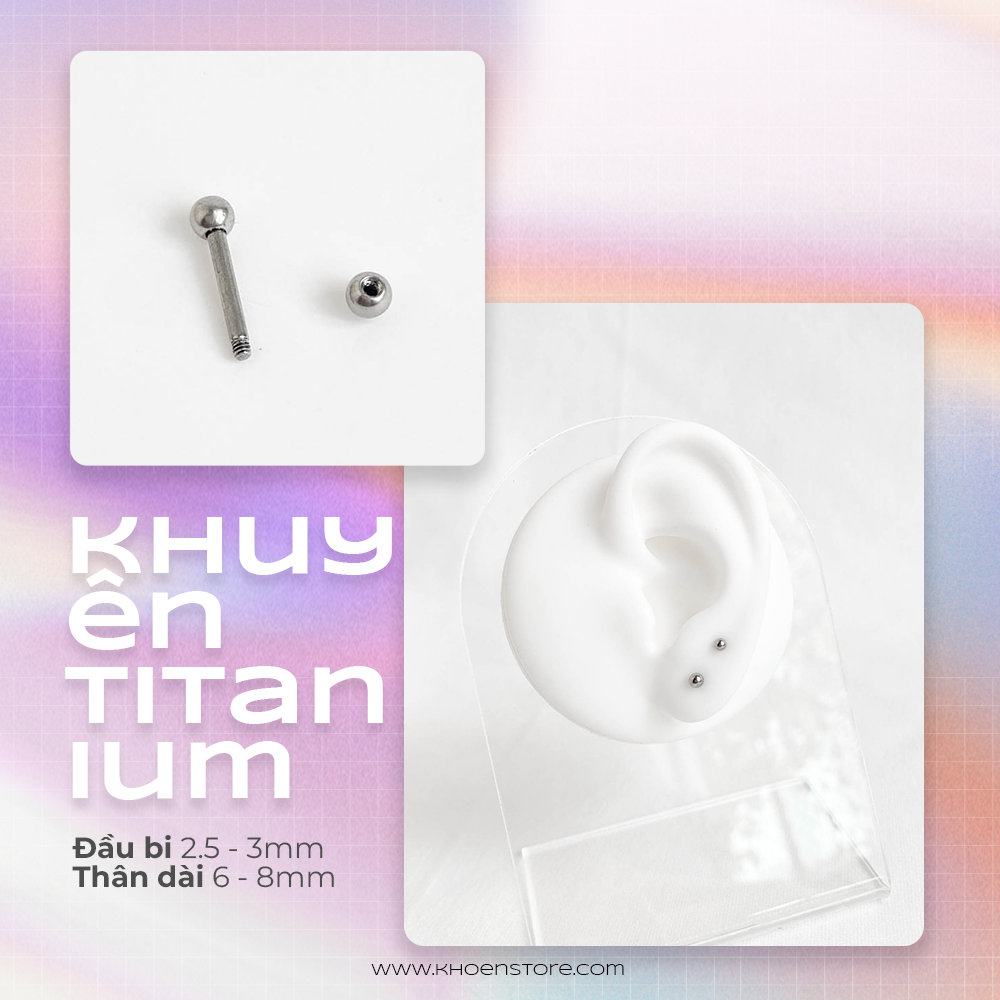 (1 chiếc) Khuyên bi 2 đầu - Titanium - Khoen Store