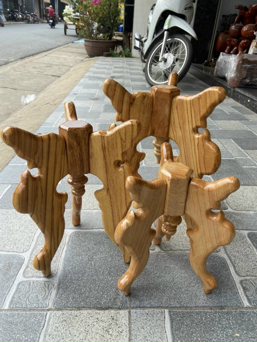 Chò gỗ 3 chân đặt đĩa trái cây thờ cúng bộ đĩa chò gỗ gõ 30cm - 35cm - 40cm