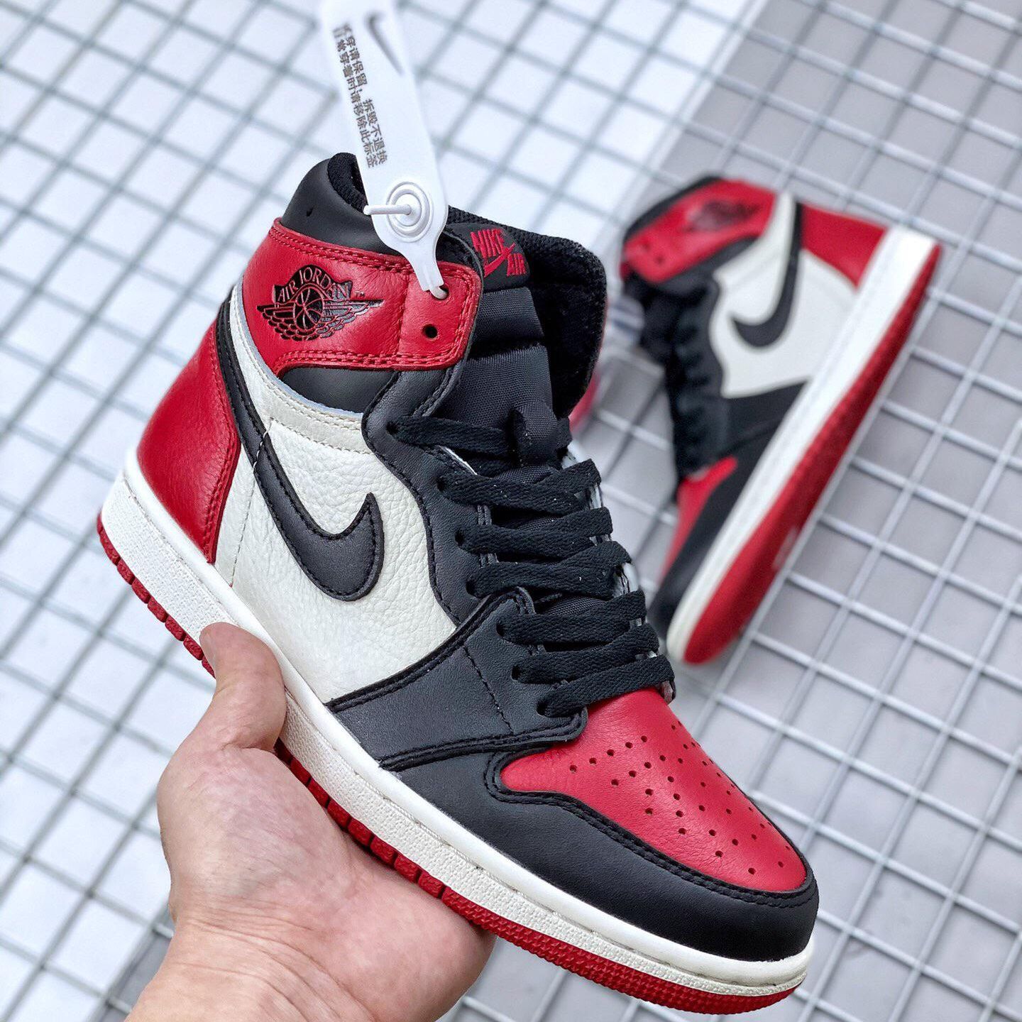 Giày Sneaker J0rdan 1 High Retro bred toe ( JD1 đỏ đen)