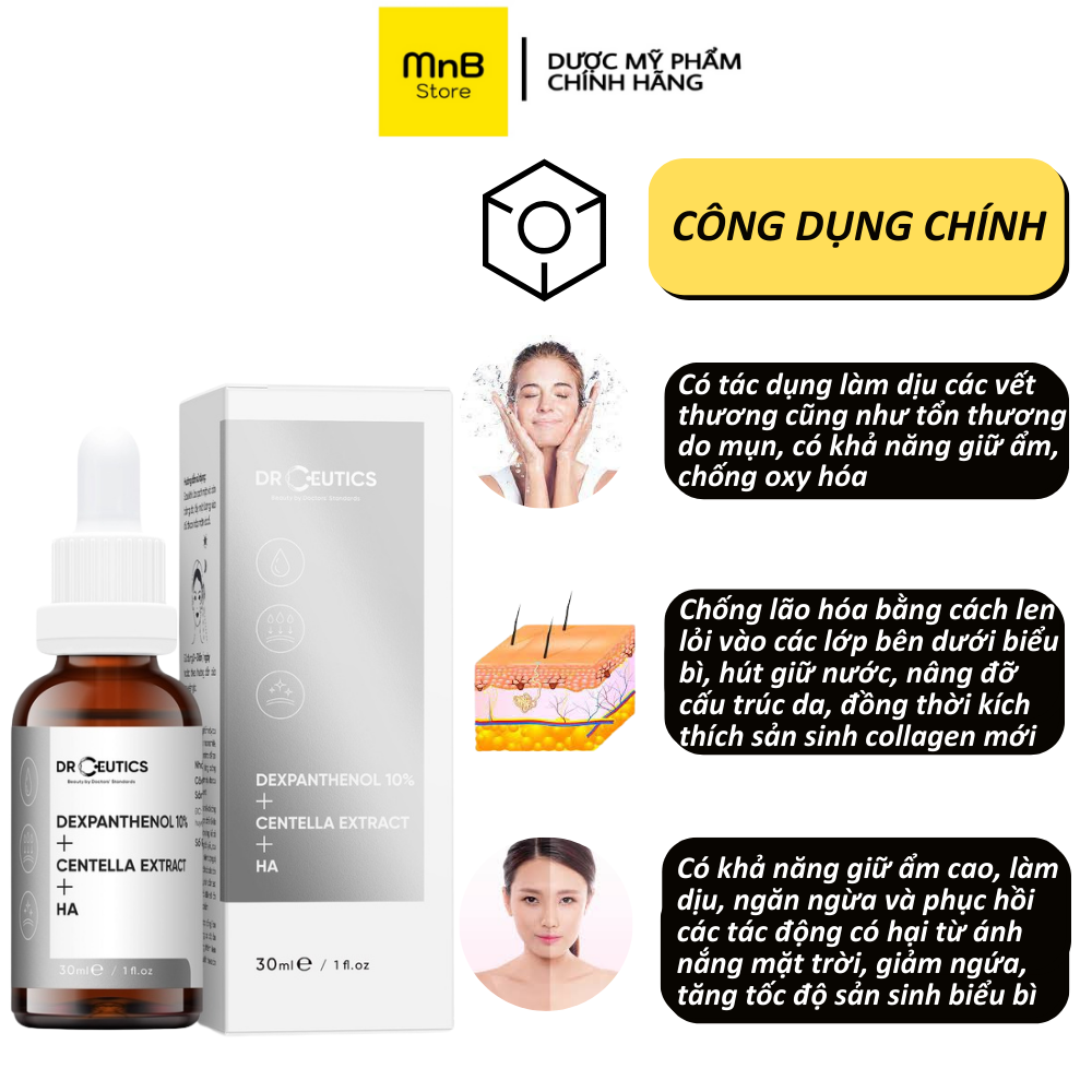 Serum B5 DrCeutics Dexpanthenol 10% Centella Extract HA cấp ẩm và phục hồi da 30ml 100ml
