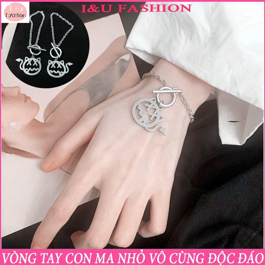 Vòng tay Lắc tay Nam Nữ UNISEX con quỷ nhỏ độc lạ cá tính dễ thương chất liệu kim loại màu bạc dạng gài vô cùng tiện lợi dễ đeo ( 1 chiếc ) VT-27