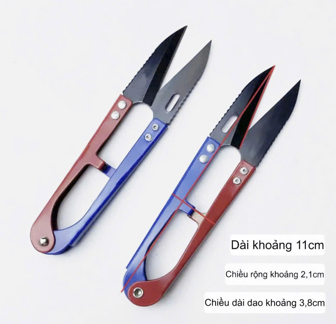 Kéo bấm răng cưa xanh đỏ YJL198 được sử dụng trong ngành may mặc (1 cái)