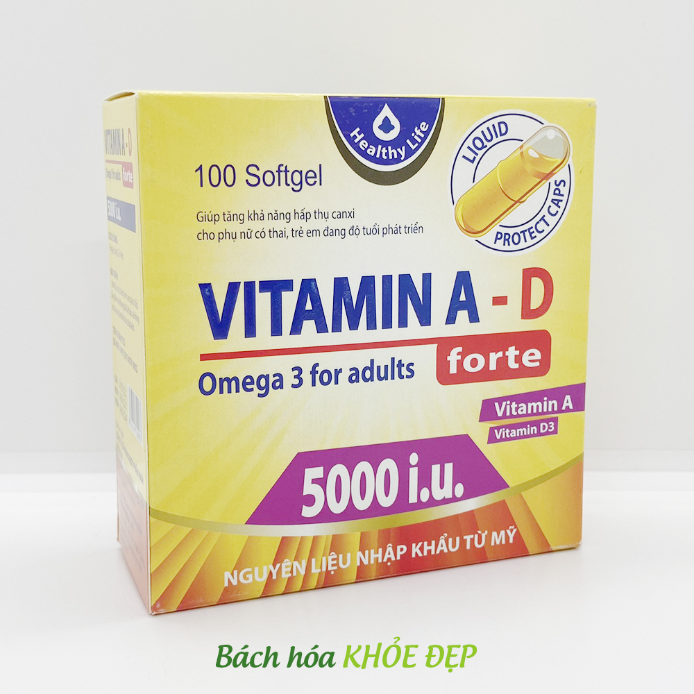 Viên uống bổ sung Vitamin A D Omega 3 tăng cường sức khỏe tốt cho mắt da - Hộp 100 viên