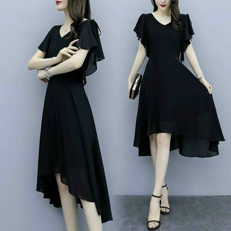 ĐẦM VOAN ĐEN KIỂU DÁNG THANH LỊCH DỊU DÀNG - TH