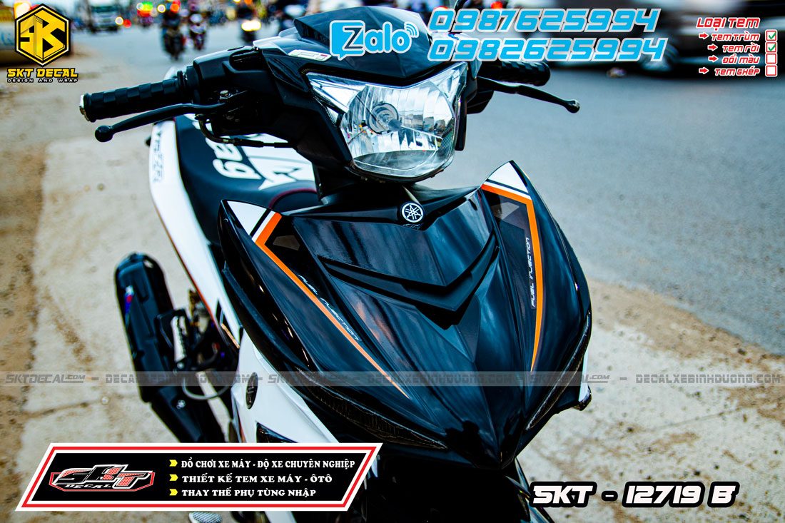 tem exciter 150 trắng đen y15zr (rời)