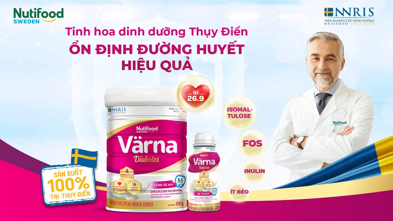 [Date T11/24][ FREESHIP MAX ] [ Combo 2 Lon ] Sữa bột  Nutifood Varna Diabetes Thực phẩm dinh dưỡng y học Värna Diabetes - Chỉ số đường huyết thấp nhất (GI = 26,9) (Lon 850g)