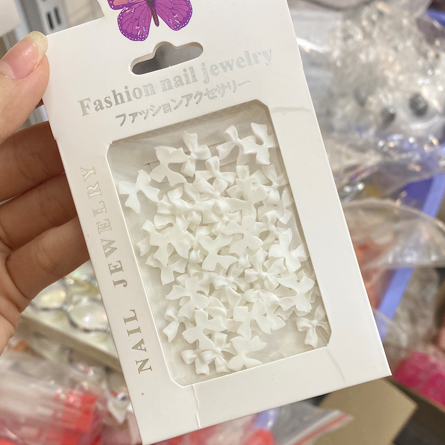 Charm Nơ Trắng Đính Móng - Mini Nails