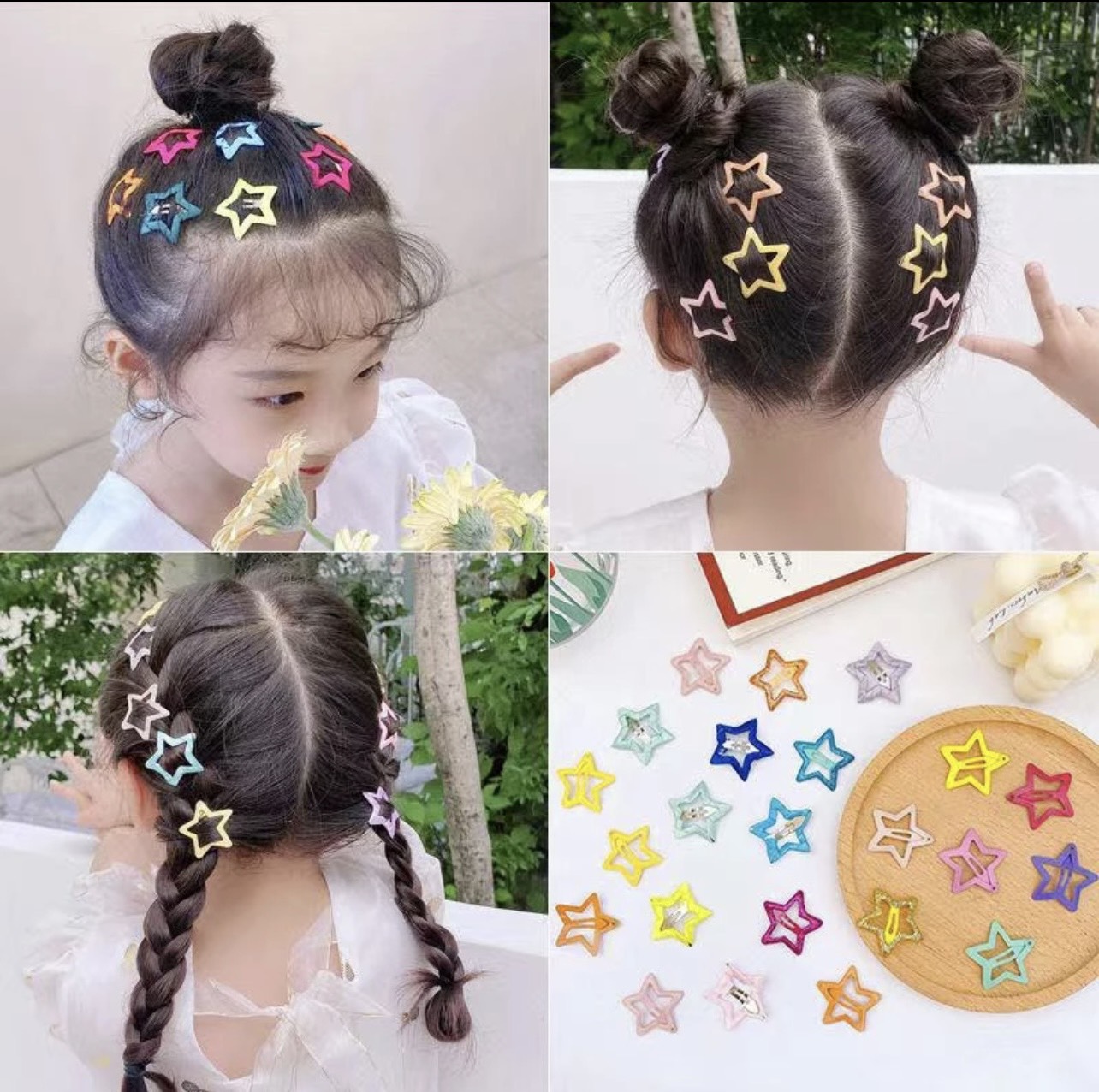 Set 3 kẹp tóc ngôi sao nhiều màu dễ thương cho bé