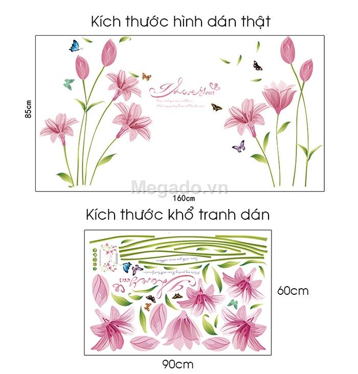 Decal tranh dán tường hoa ly hồng
