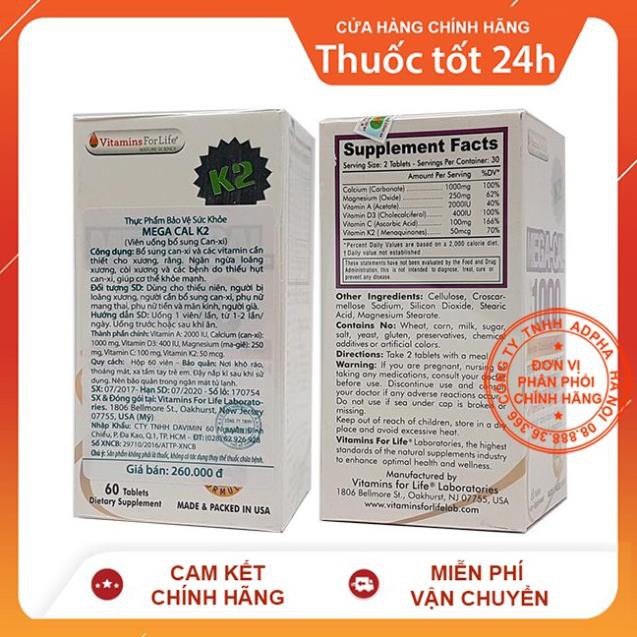 ✔️ Mega Cal K2 Bổ sung 1000mg Canxi