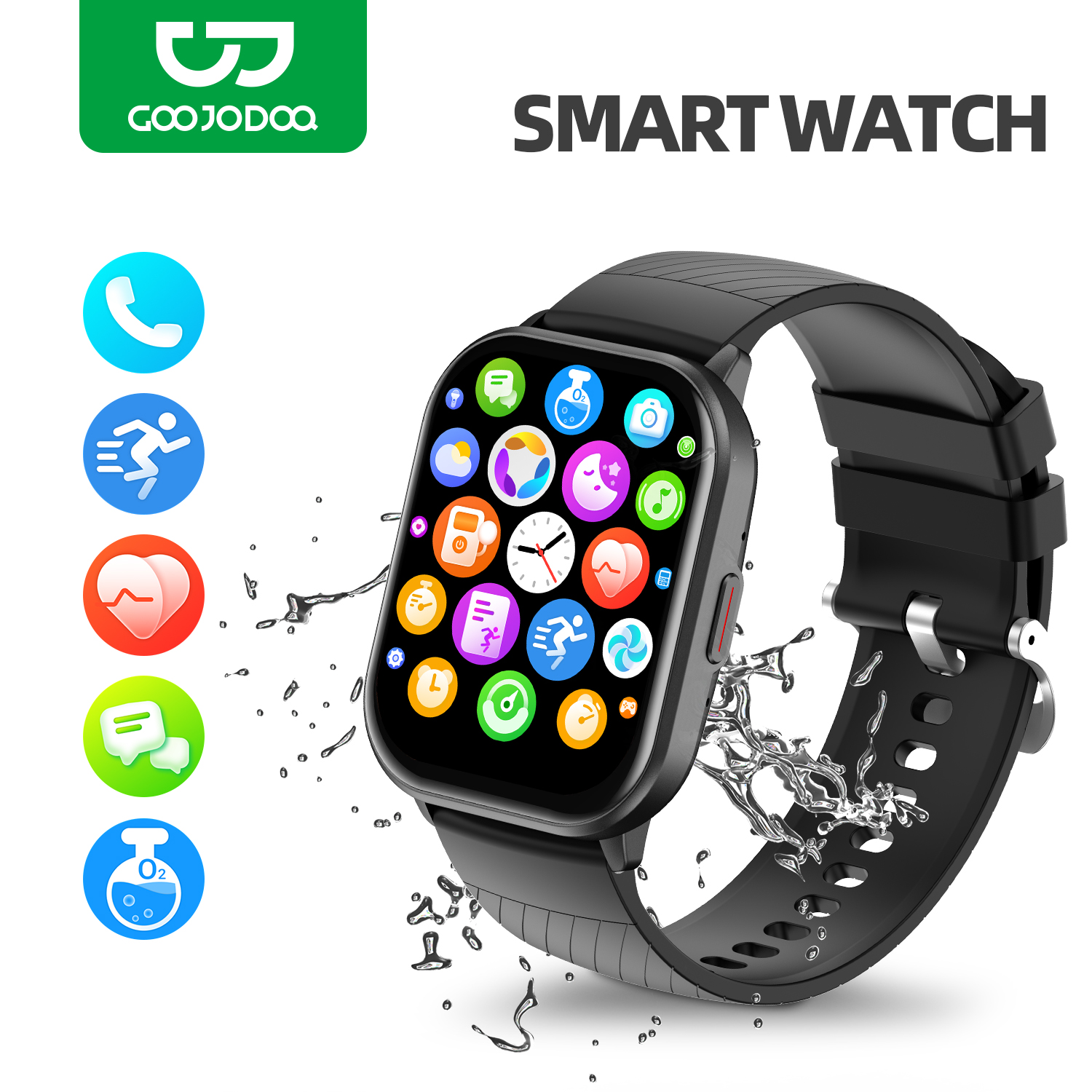 Goojodoq Đồng hồ thông minh WATCH IP68 chống nước thể dục theo dõi cuộc gọi Bluetooth cho nam và nữ chống nước hoàn toàn