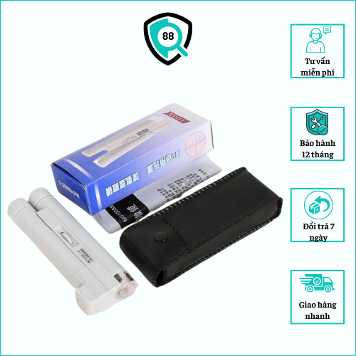 Kính lúp mini cầm tay có đèn có thước đo độ phóng đại 100x v2