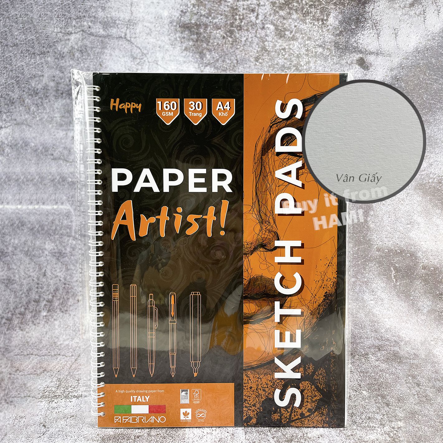 Sổ Sketch Happy 160gsm 30 tờ vẽ chì, phát thảo, truyền thần,...