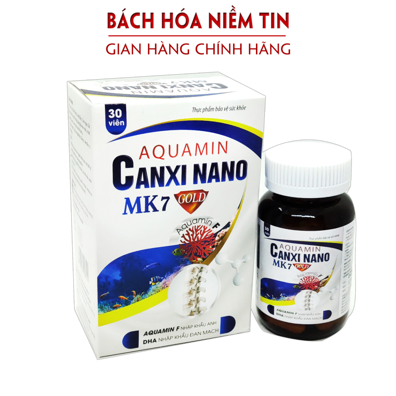 Viên uống bổ sung canxi từ tảo biển đỏ Aquamin Canxi nano Mk7 Gold - dùng cho trẻ từ 1 tuổi và người lớn - Hộp 30 Viên