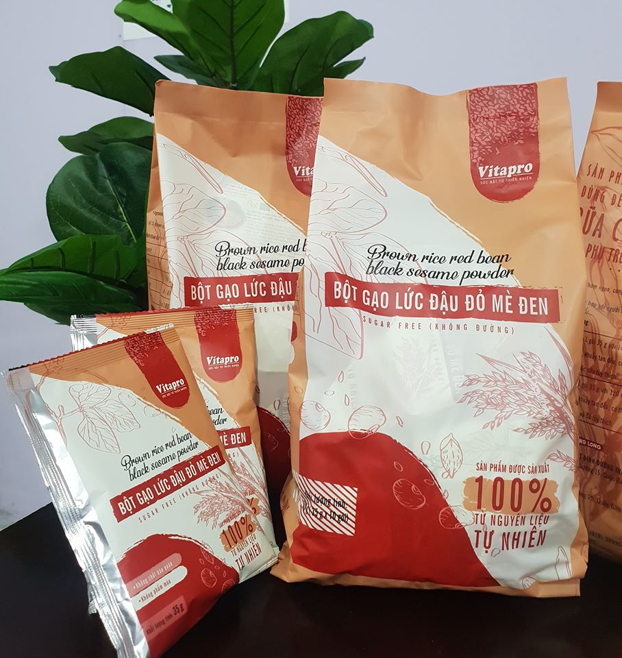 BỘT GẠO LỨT ĐẬU ĐỎ MÈ ĐEN  VITAPRO 350G( 10 GÓI x 35GR) KHÔNG ĐƯỜNG  - 20686