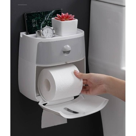 Hộp đựng giấy vệ sinh có móc treo đồ