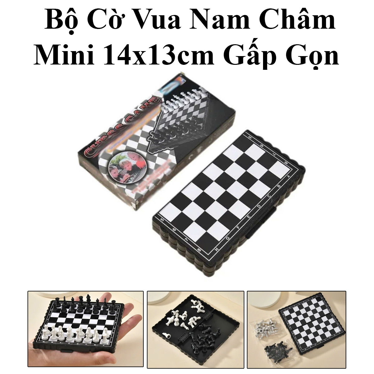 Bàn Cờ Vua Nam Châm Mini Nhỏ Gọn 13x14cm