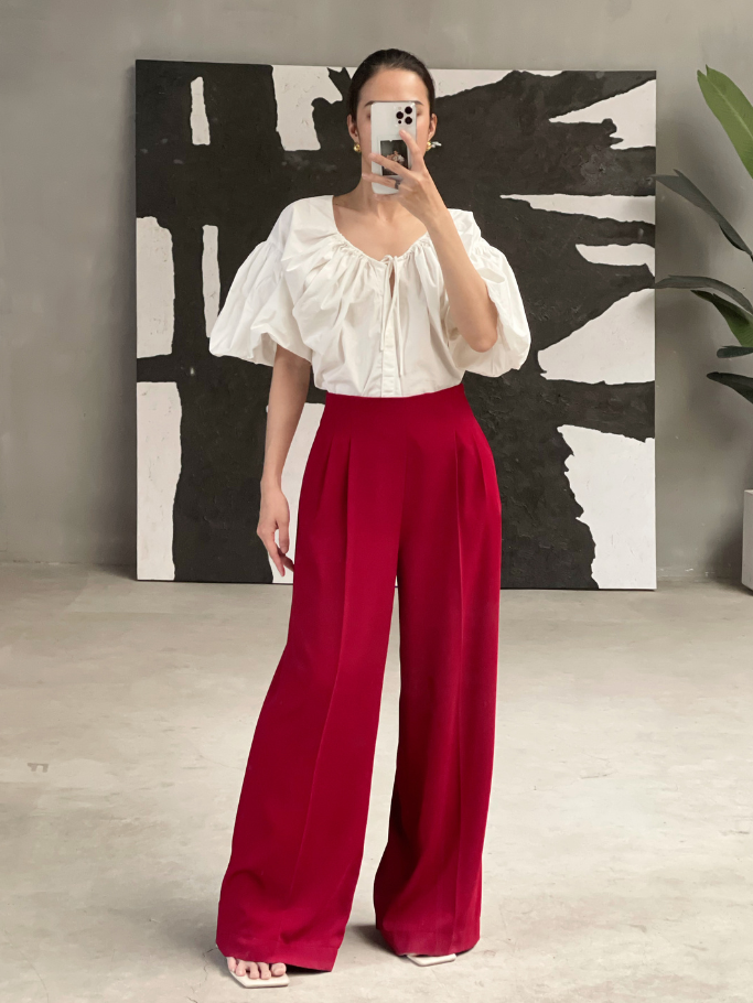 COCO SIN - Quần Đỏ Ống Rộng