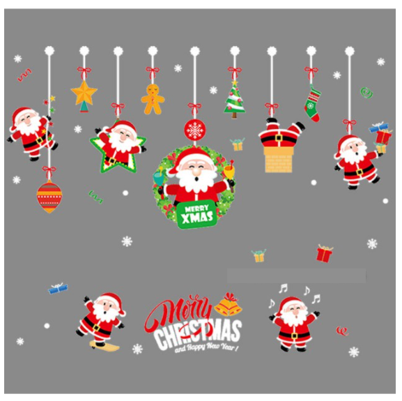 Decal trang trí Noel - Rèm dây ông già Noel