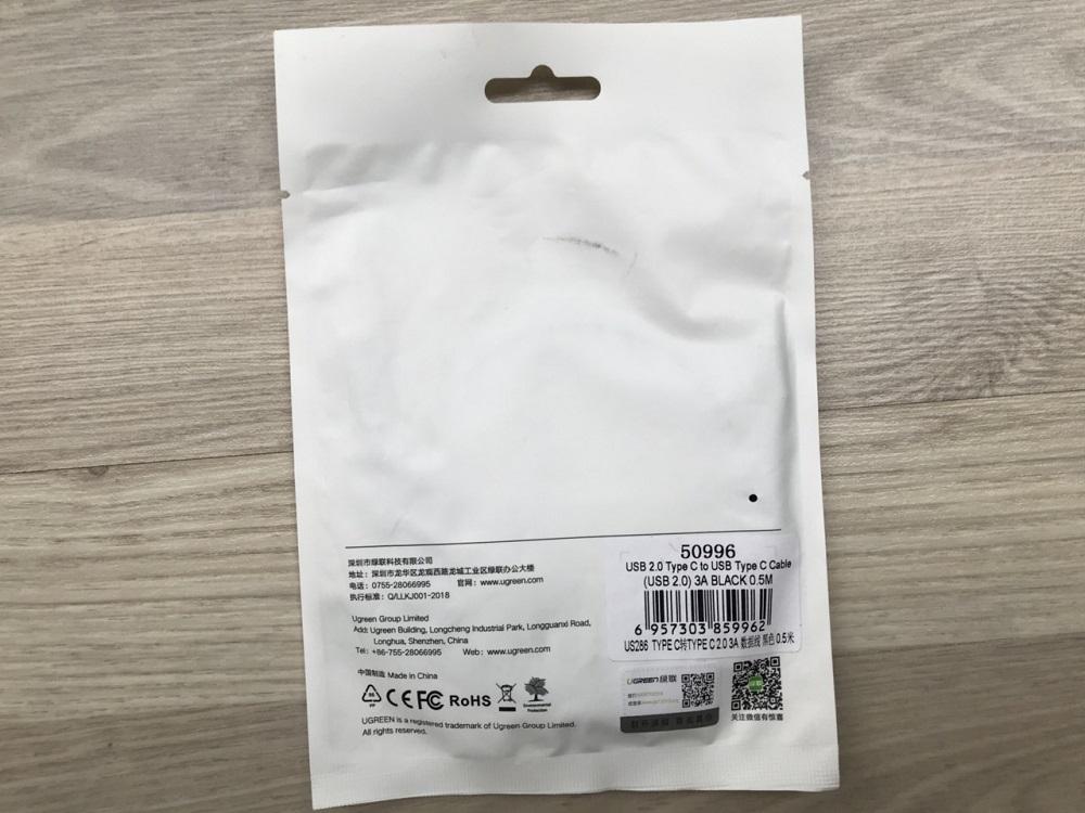 Cáp USB Type-C Ugreen 50996 Cao Cấp | Black, 0.5M