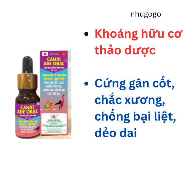 Canxi ADE oral 10ml khoáng hữu cơ, can xi, ma giê cứng xương cho gà, vật nuôi
