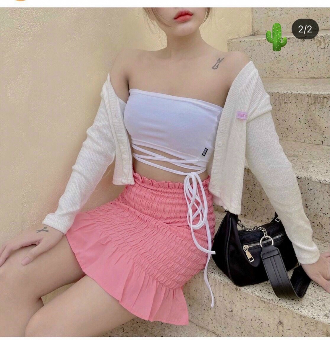 Áo Ống dây buộc chéo eo sexy