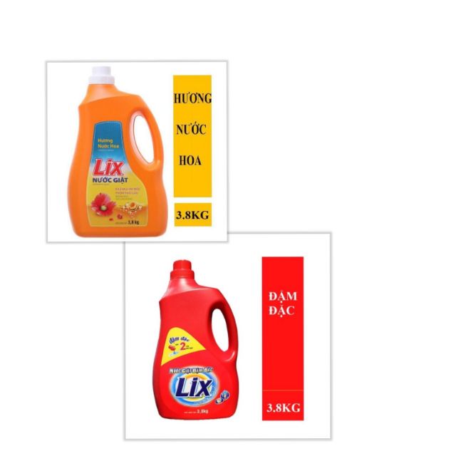 NướC GiặT Lix 3.8Kg ,2 MàU Đỏ &Cam