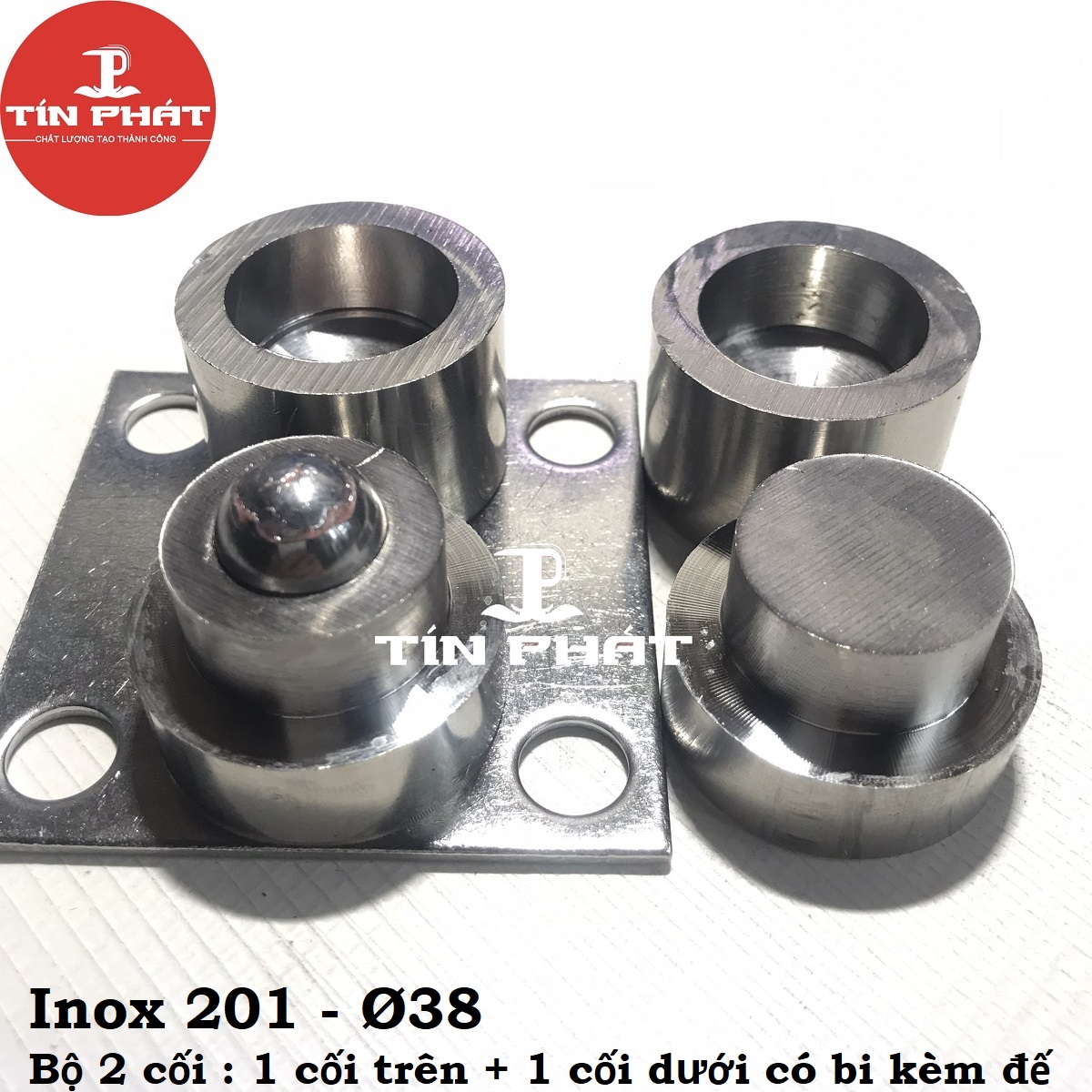 Bản lề cối xoay cửa cổng chịu lực - Chất liệu Inox 201- Ø38 (Bộ 2) Dùng cho cửa 1 cánh