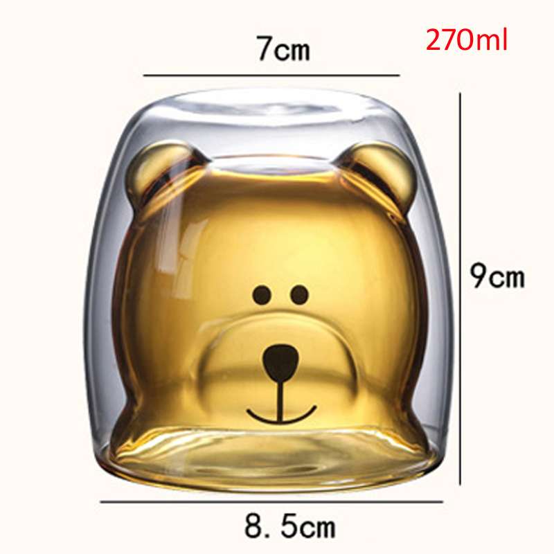 Ly gấu thủy tinh 2 lớp dễ thương