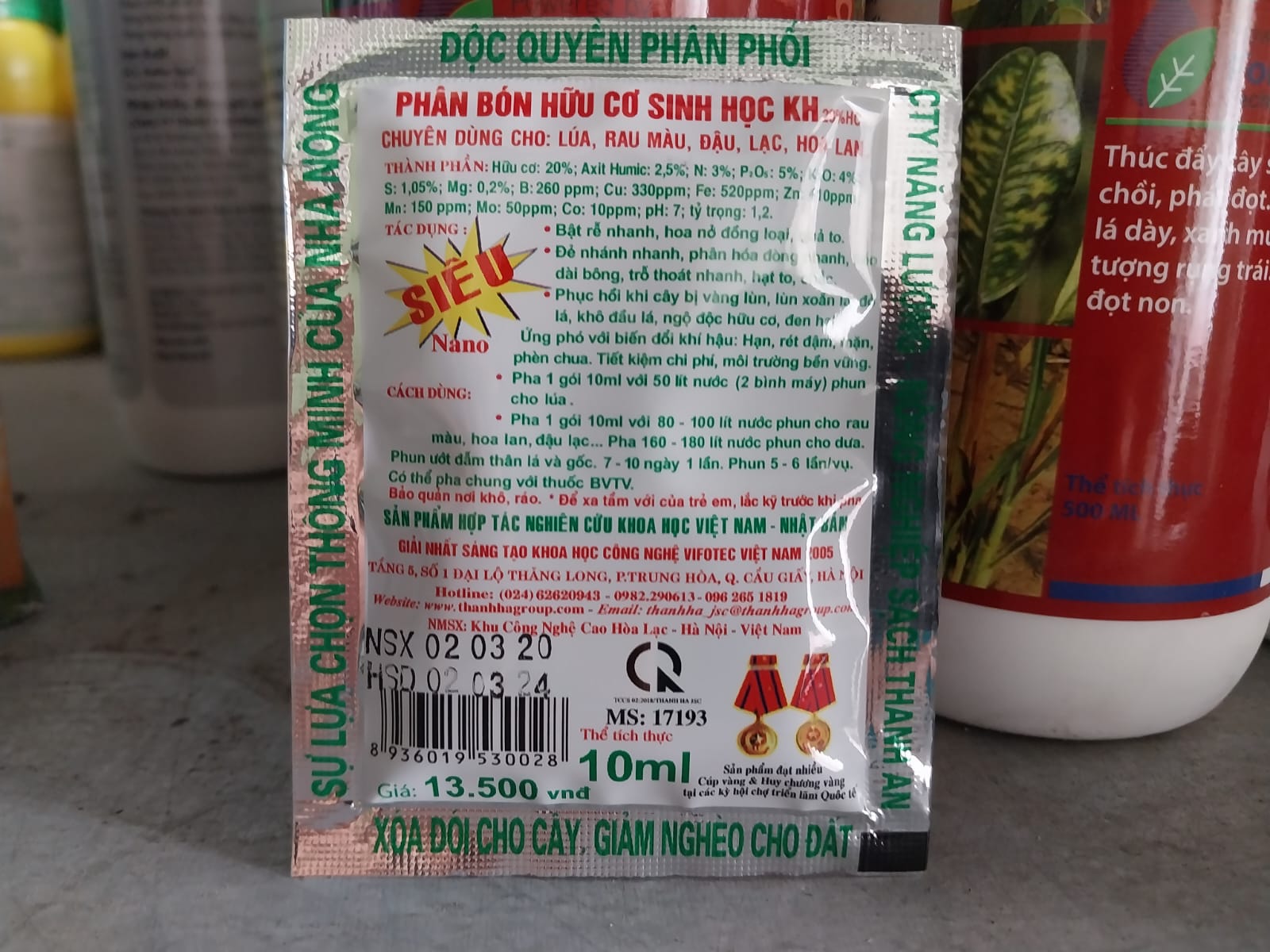 KH Phân bón Hữu cơ sinh học KH 20% Hc gói 10ml
