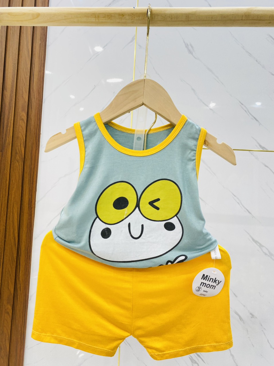 Combo ba bộ ba lỗ minky mon cho bé trai bé gái từ 4 tới 12kg