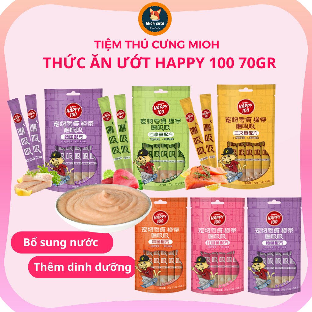 Súp thưởng cho mèo Happy 100 gói 5 thanh