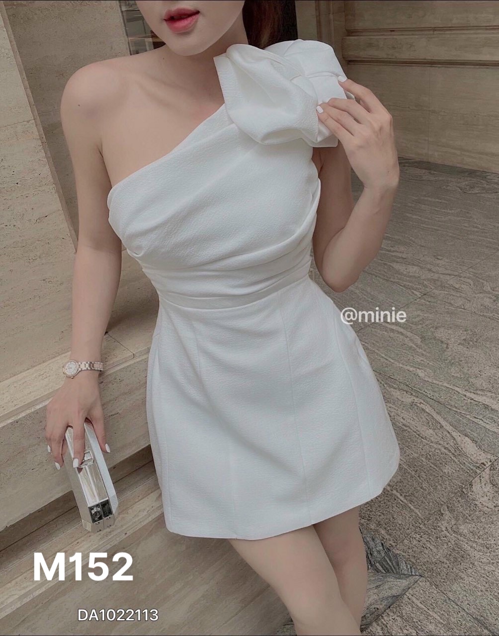 Đầm lệch vai nơ chất liệu thun umi M152