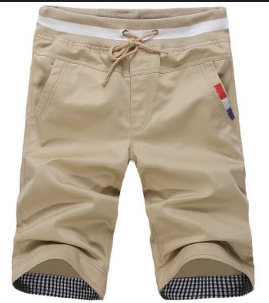[Hcm]Men's Elastic Waist Khaki Shorts