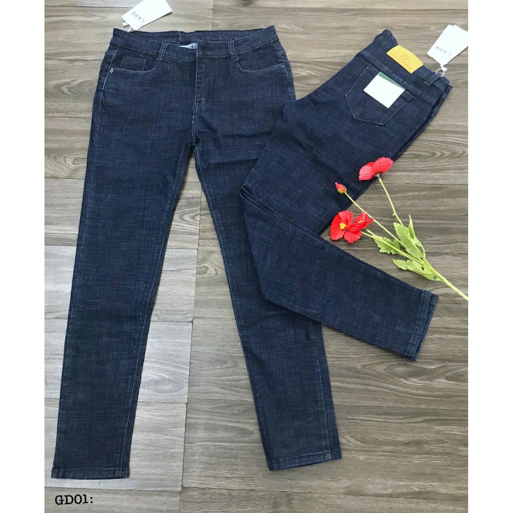 [HCM]Bigsize 32-36 quần jean dài xanh đen (co giãn)