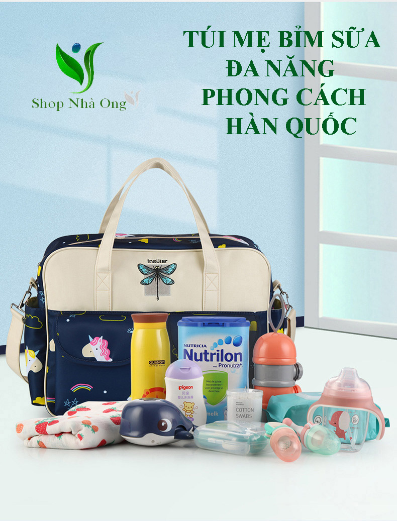 Túi Xách Bỉm Sữa Đa Năng Cao Cấp Cho Mẹ & Bé